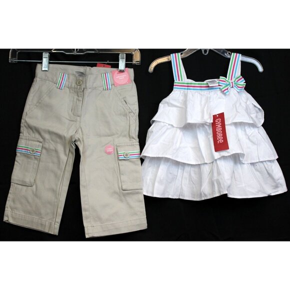 2008 Gymboree Tennis Match Outfit sz 4 NWT Tank Top Capris Pants Girl Bow Ruffle - Picture 1 of 11